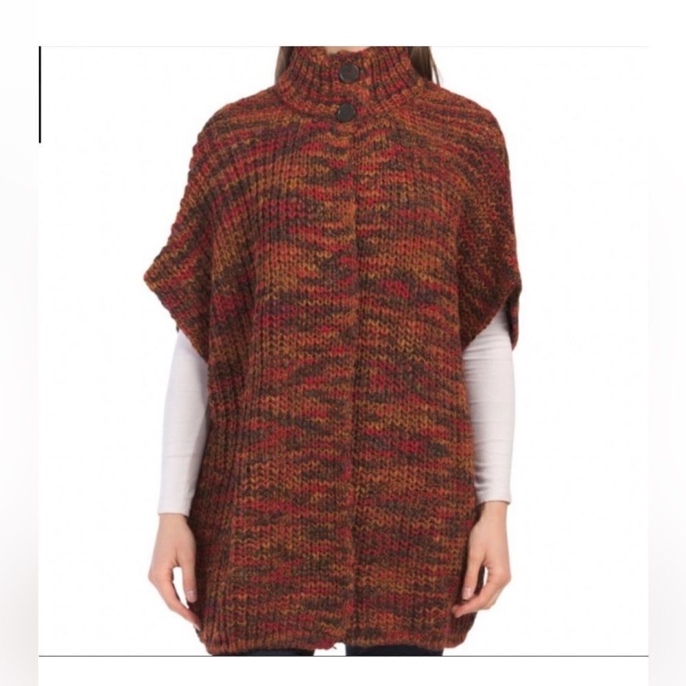 Elsamanda chunky knit poncho cape sweater Italy NWT